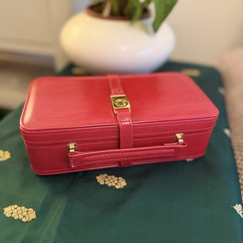 Vintage red faux - red, leather