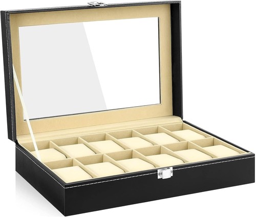 Leather watch display case - display,